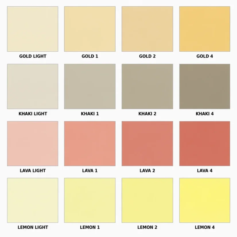 Smartcolor farebné odtiene gold-khaki-lava-lemon